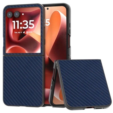 Ударозащитный чехол Carbon Fiber Texture Protective на Motorola Razr 60 Ultra - синій