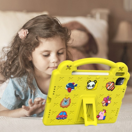 Противоударный чехол Handle Kickstand Children EVA для iPad 11(2025)/iPad 10.9 (2022) - желтый