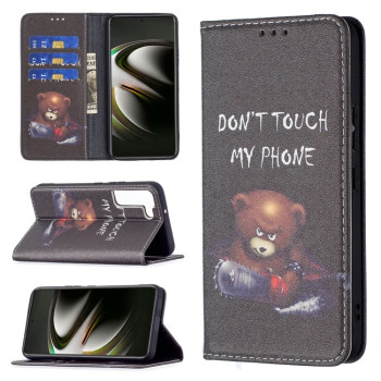 Чехол-книжка Colored Drawing Pattern для Samsung Galaxy S22 5G - Bear