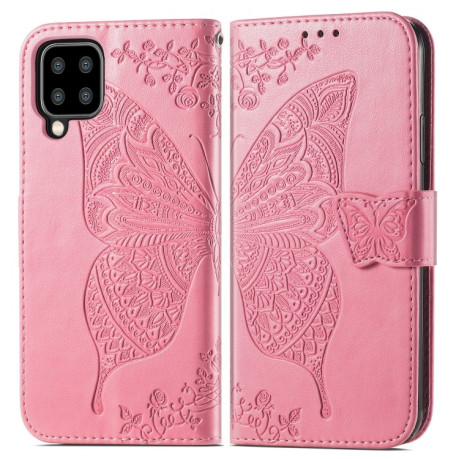 Чехол-книжка Butterfly Love Flower Embossed на Samsung Galaxy M32/A22 4G - розовый