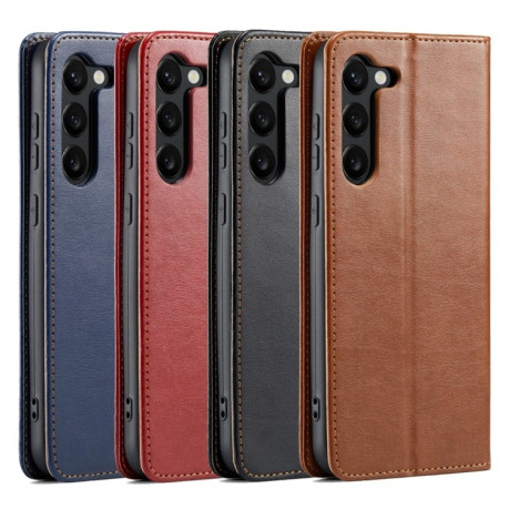 Кожаный чехол-книжка Fierre Shann Genuine leather для Samsung Galaxy S24 5G - коричневый