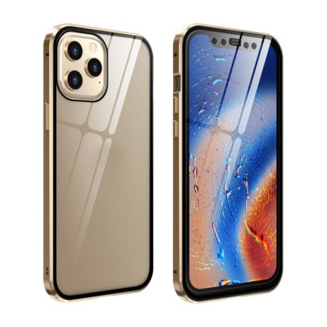 Магнітний бампер(односторонній) Adsorption Metal Frame для iPhone 12/12 Pro - золотий