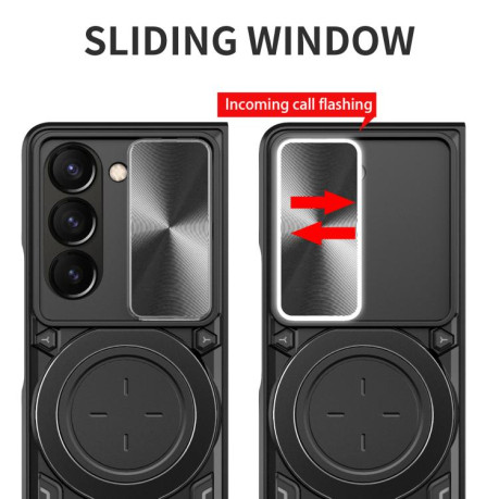 Противоударный чехол CD Texture Sliding Camshield Magnetic Holder на Samsung Galaxy Fold 7 5G - розовый