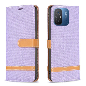 Чохол-книжка Color Matching Denim Texture на Xiaomi Redmi Poco C55/Redmi 12C/11A- фіолетовий