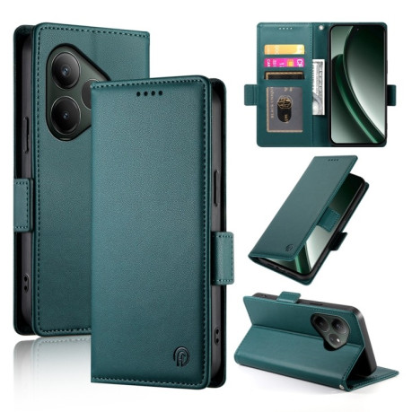 Чехол-книжка Side Buckle Magnetic Frosted Leather для Realme GT 6 Global/ Realme GT 6 4G - зеленый