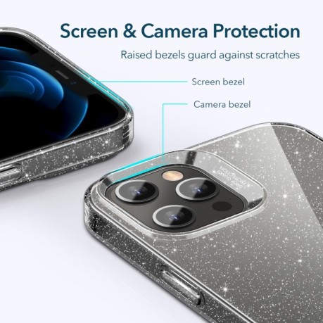 Противоударный силиконовый чехол ESR Shimmer Series для iPhone 12 / 12 Pro - прозрачно-серебристый