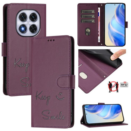 Чохол-книжка Embossing Stripe RFID для Xiaomi Redmi Note 14 Pro 4G - фіолетовий