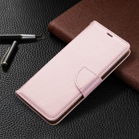 Чехол-книжка Litchi Texture Pure Color на Samsung Galaxy S21 FE - розовое золото
