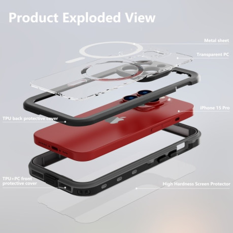 Противоударный чехол RedPepper IP68 Waterproof MagSafe для iPhone 15 Pro Max - черный