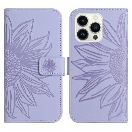 Чохол-книжка Skin Feel Sun Flower для iPhone 15 Pro - темно-фіолетовий