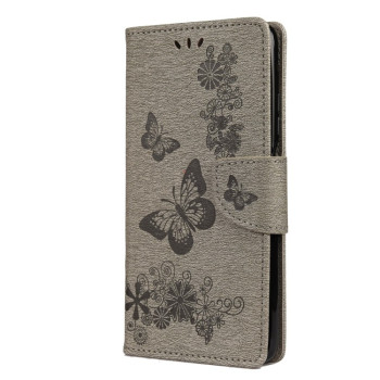Чехол-книжка Butterflies Embossing на Xiaomi Mi 10T Lite - серый