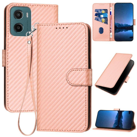 Чехол-книжка Carbon Fiber Texture на Motorola Moto G05 - розовый