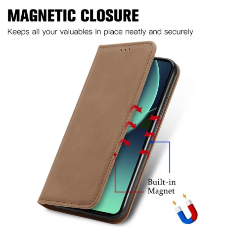 Чохол-книжка Retro Skin Feel Magnetic Flip Leather для Xiaomi 13T / 13T Pro - коричневий