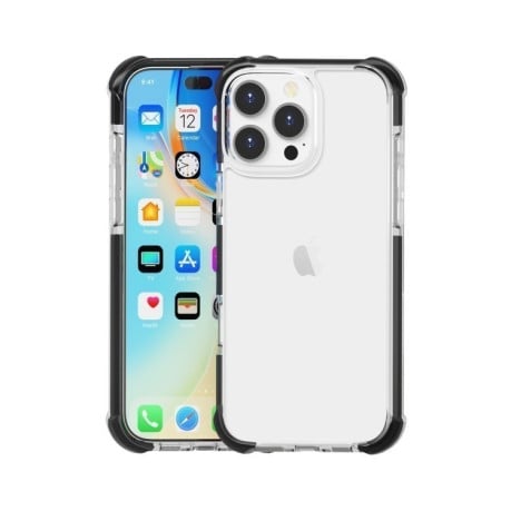 Протиударний акриловий чохол Four-corner на iPhone 16 Pro -прозоро-чорний