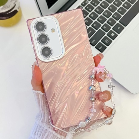 Протиударний чохол Plating Glitter Texture Chain  для Samsung Galaxy S25+ 5G - Pink Water Ripples