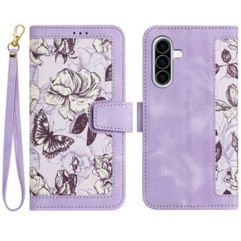 Чохол-книжка Floral Pattern Leather для Samsung Galaxy A36 - фіолетовий