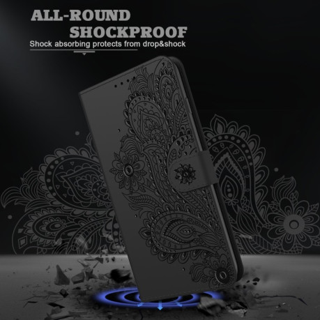 Чехол-книжка Peacock Embossed на Samsung Galaxy M51 - черный