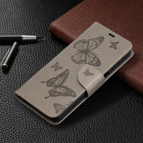 Чехол-книжка Butterflies Pattern на Samsung Galaxy A32 5G- серый