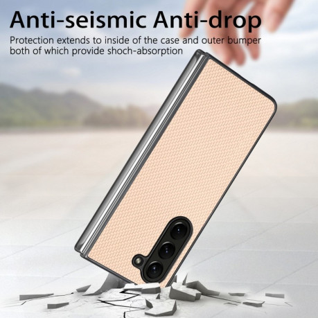 Противоударный чехол Carbon Fiber Texture для Samsung Galaxy Fold 5 - Apricot