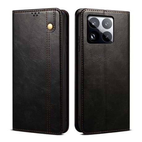 Чехол-книжка Simple Wax Crazy Horse для Xiaomi 15 Pro - черный