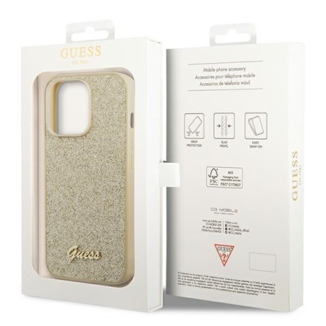 Оригінальний чохол Guess Glitter Script для iPhone 14 Pro Max - gold