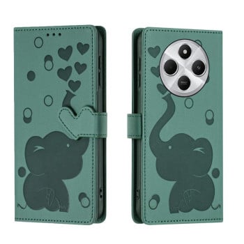 Чохол-книжка Cartoon Elephant Embossed Leather для Xiaomi Redmi A4 5G - зелений