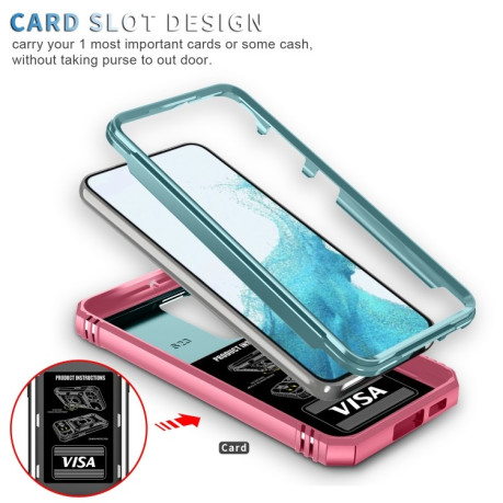 Противоударный чехол Sliding Camera Cover для Samsung Galaxy S23+ 5G - зелено-розовый