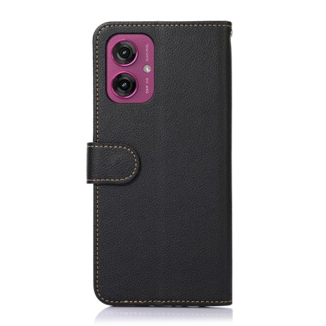 Чехол-книжка KHAZNEH Litchi Texture для Motorola Moto G55 5G - черный