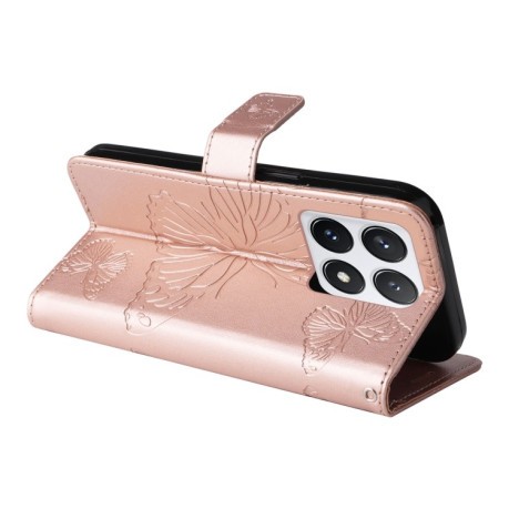 Чехол-книжка Embossed Butterfly для Xiaomi 14T Pro - розовое золото