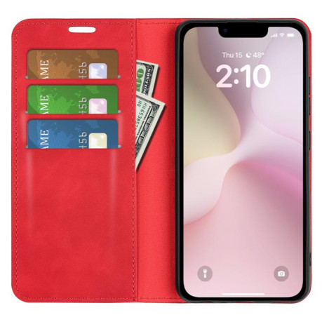 Чехол-книжка Retro Skin Feel Business Magnetic на iPhone 16e - красный