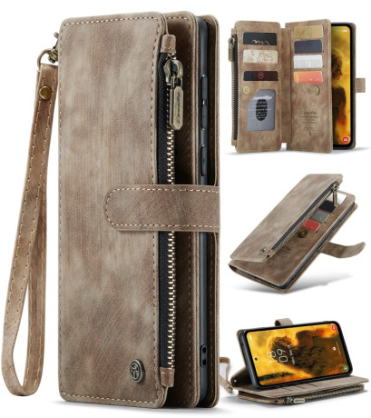 Шкіряний чохол-гаманець CaseMe-C30 для Samsung Galaxy S23 FE - коричневий