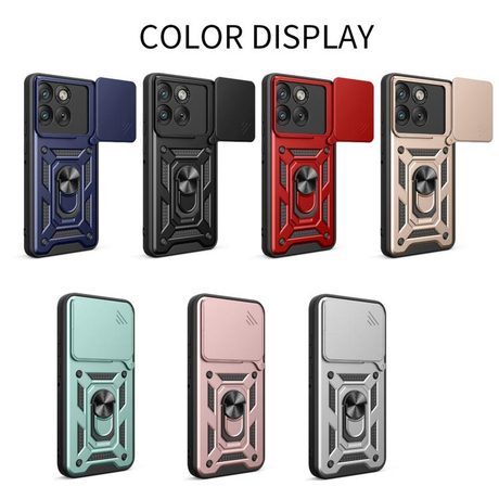Чехол со шторкой на камеру Sliding Camshield и подставкой для Motorola Edge 70 5G — красный