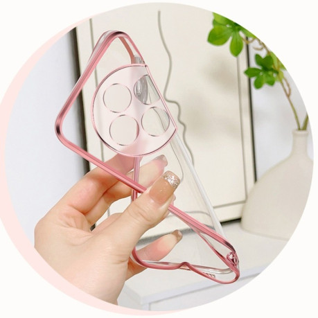 Протиударний чохол Plated Gradient Glitter Round Holder для Xiaomi Redmi 14C 4G/Poco C75/Redmi A4 5G - рожевий