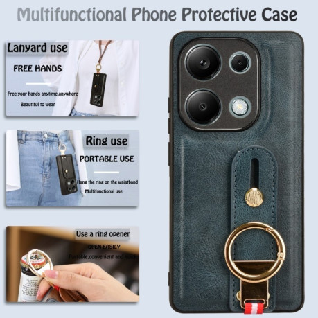 Протиударний чохол Wristband Leather Back для Xiaomi Redmi Note Redmi Note 14S/ 13 Pro 4G / POCO M6 Pro 4G - синій