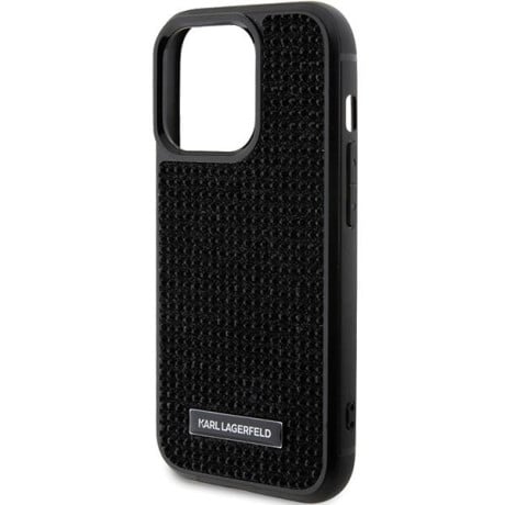 Оригінальний чохол Karl Lagerfeld Rhinestone Logo Metal Plate для iPhone 15 Pro Max - black