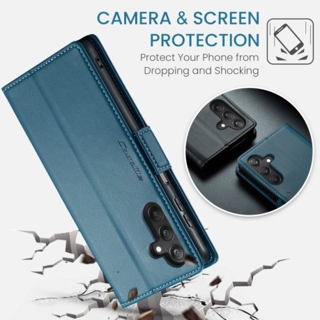 Чехол-книжка CaseMe 023 Butterfly Buckle Litchi Texture RFID Anti-theft Leather для Samsung Galaxy A25 5G - синий