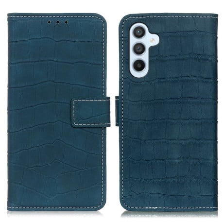 Чехол-книжка Magnetic Crocodile Texture на Samsung Galaxy S24 FE 5G - зеленый