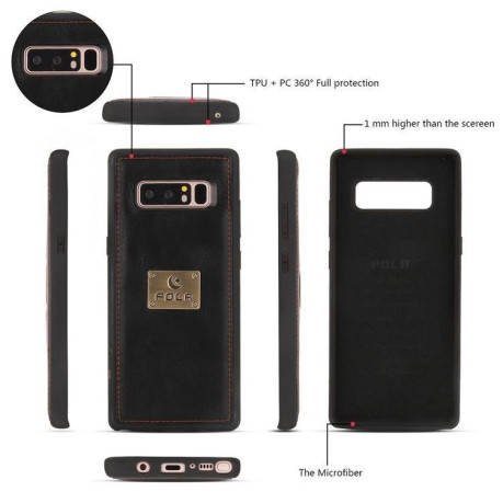 Шкіряний чохол-клатч Pola на Samsung Galaxy Note 8 - Black