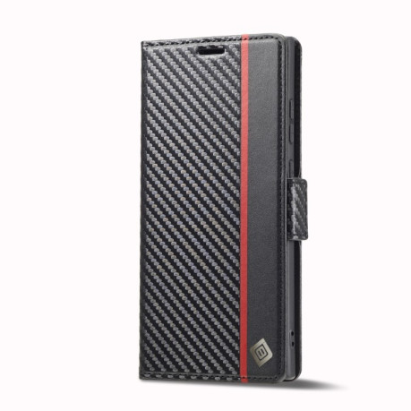 Чехол-книжка LCIMEEKE Carbon Fiber для Samsung Galaxy S25 Ultra 5G - Black