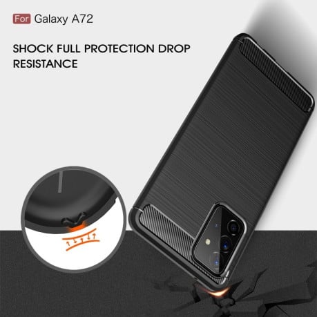 Чехол Brushed Texture Carbon Fiber на Samsung Galaxy A72 - синий
