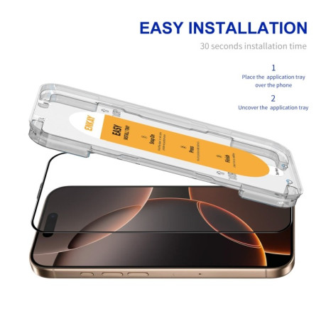 Захисне Скло ENKAY Easy Install High Alumina Silicon для iPhone 16 Pro - чорне