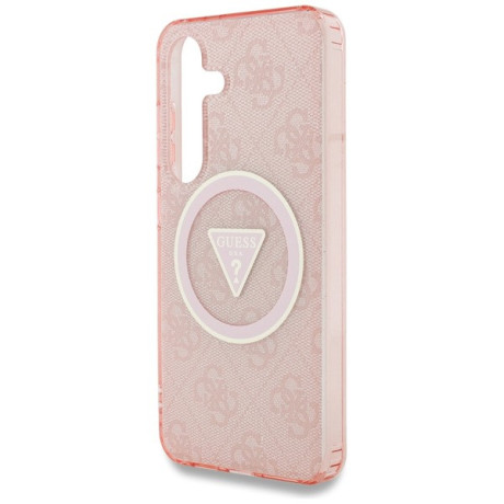 Оригинальный чехол Guess 4G Glitter Triangle Buttons на Samsung Galaxy S25 - Pink