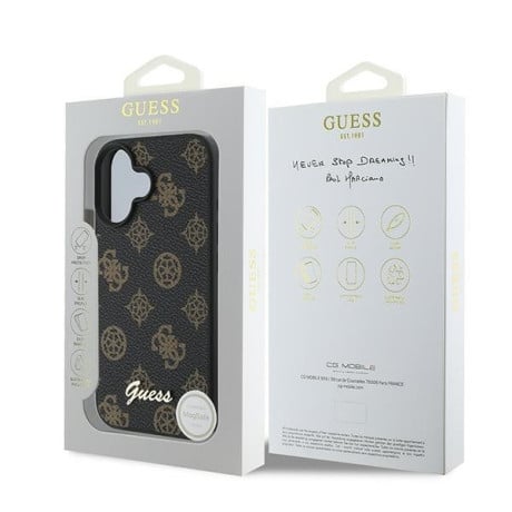 Оригинальный чехол Guess Peony Script MagSafe для iPhone 16 Plus - Black