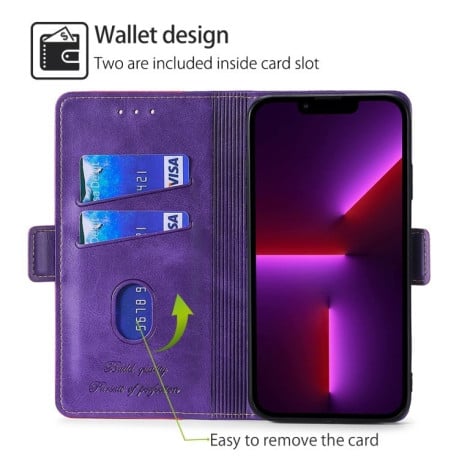 Чехол-книжка Contrast Color для Samsung Galaxy M55 5G - Purple + Rose Red