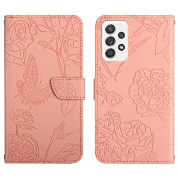 Чехол-книжка Butterfly Peony Embossed для Samsung Galaxy A23 4G - розовый
