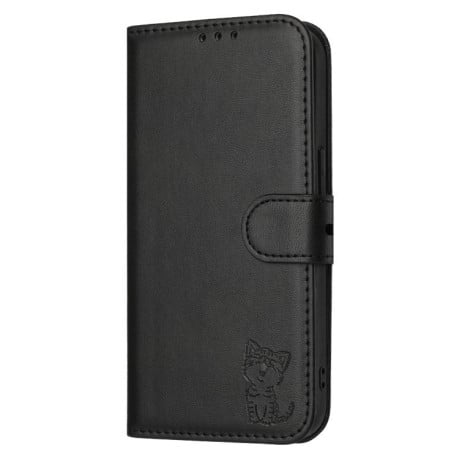 Чехол-книжка Happy Cat Pattern на Samsung Galaxy A26 5G / A17 5G - черный