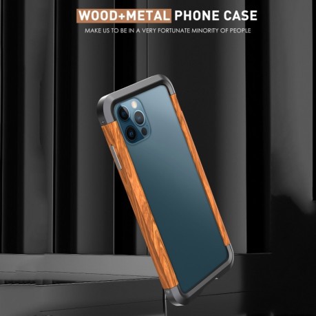 Протиударний бампер R-JUST Metal + Wood Frame на iPhone 12 mini