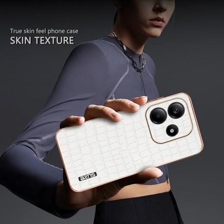 Чехол AZNS Electroplated Frame Crocodile Texture на Xiaomi Redmi Note 14 5G - черный