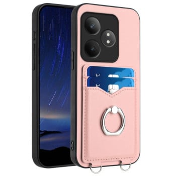 Противоударный чехол R20 Ring Card Holder для Realme GT Neo6 / GT 6T  - розовый