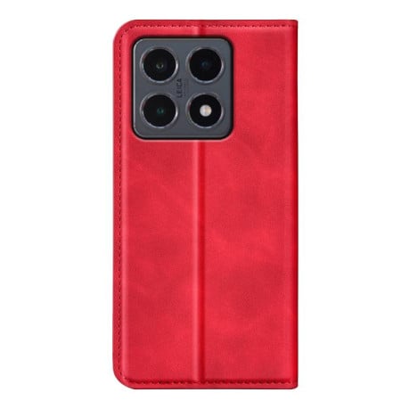Чехол-книжка в стиле Retro мягкое покрытие Skin Feel деловой дизайн на Xiaomi 15T - красный